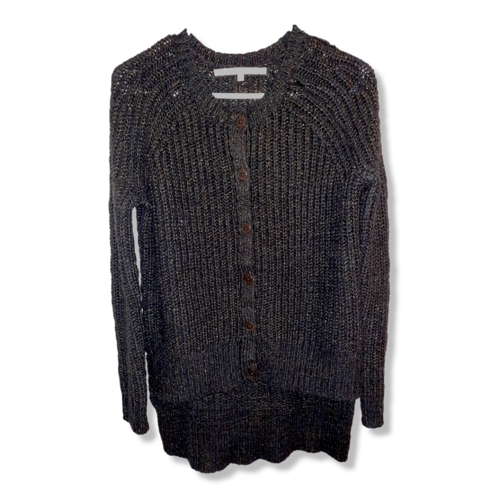 RACHEL Rachel Roy Black  High Low Sweater With Gold Shimmer